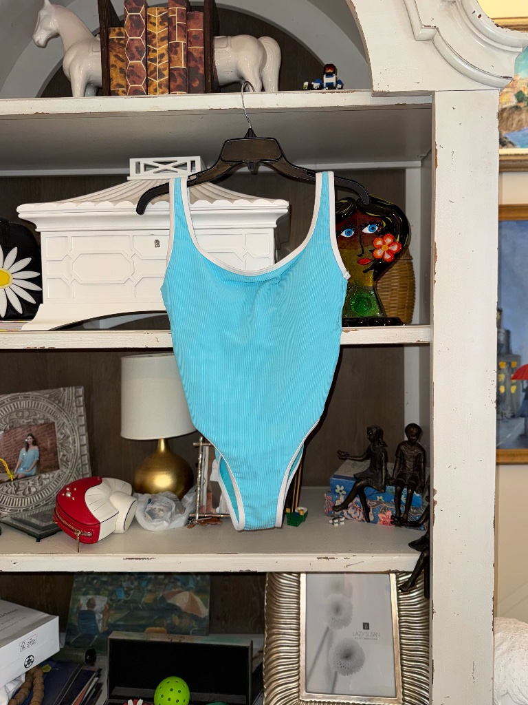 Lainsnow Medium M Ribbed One Piece Swimsuit Ocean Isle Aqua — image 4 of 7
